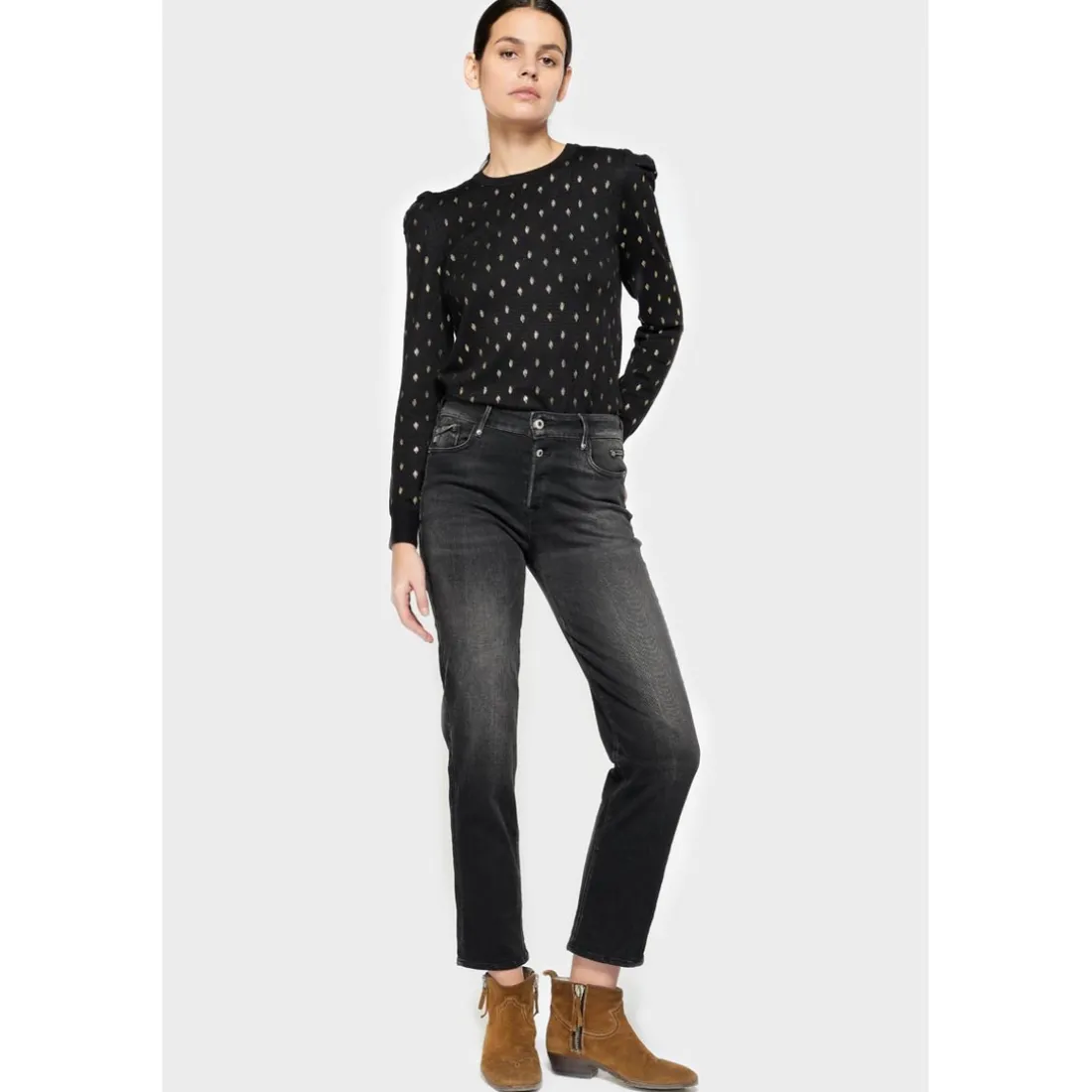 Jeans mom 400/18, 7/8ème noir