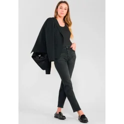 Jeans mom 400/17, 7/8ème noir Yael en coton
