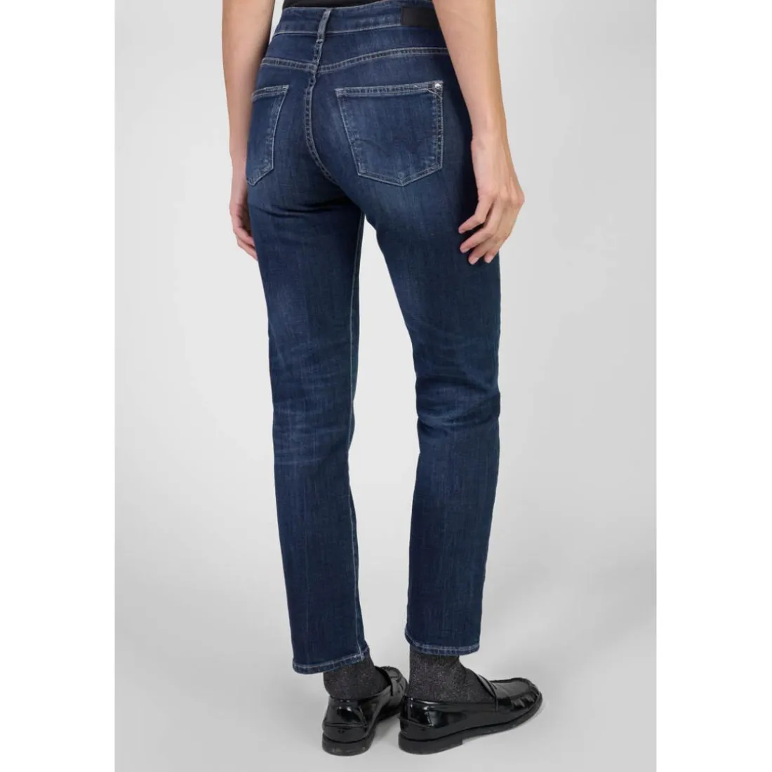 Jeans mom 400/17 mom taille haute 7/8ème, 7/8ème bleu Zola en coton