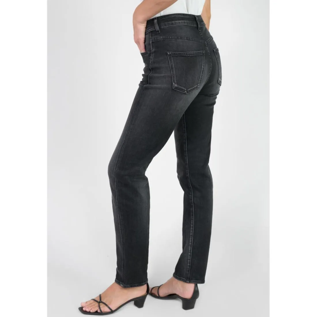 Jeans mom 400/17 mom taille haute 7/8ème, 7/8ème noir en cuir Ione