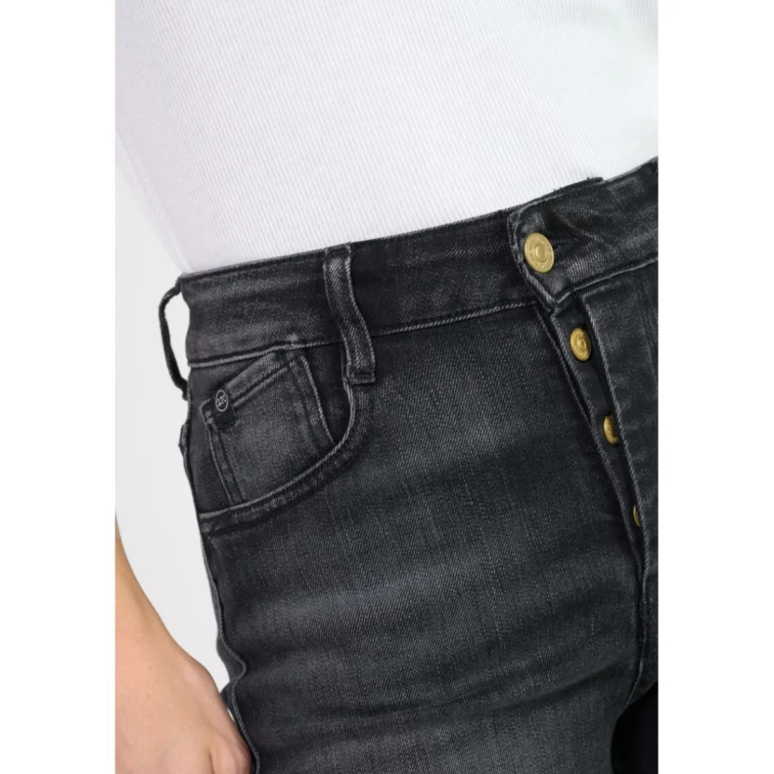 Jeans mom 400/17 mom taille haute 7/8ème, 7/8ème noir en cuir Ione