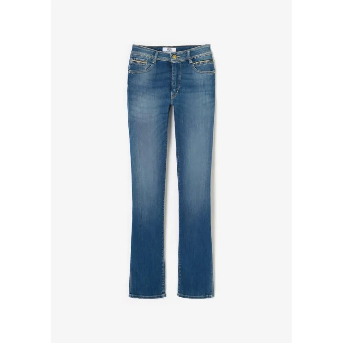 Jeans push-up regular, droit taille haute PULP, longueur 34 bleu en coton Demi
