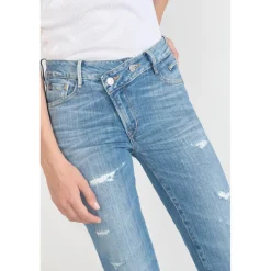Jeans push-up regular, droit taille haute PULP, 7/8ème bleu en coton Aria