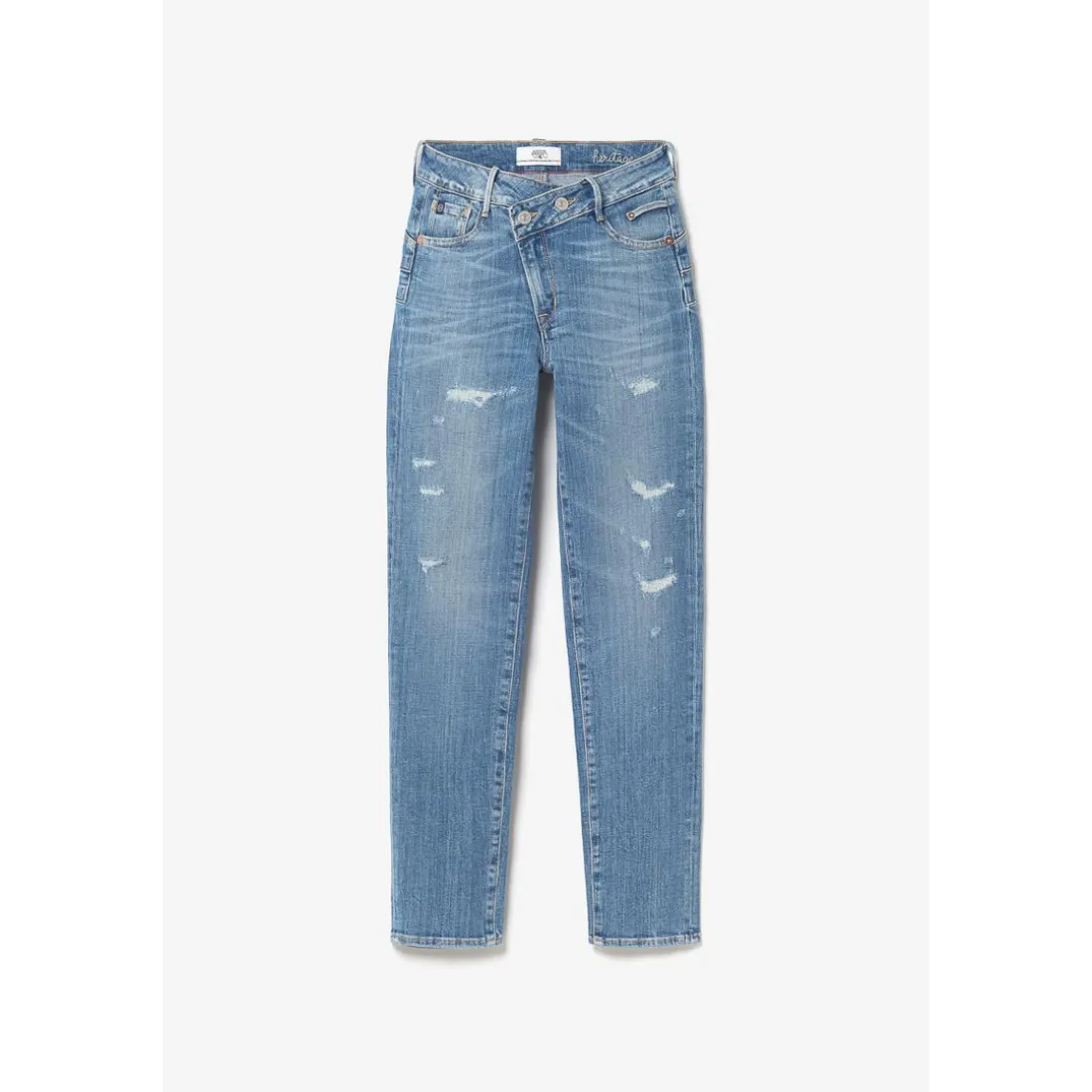 Jeans push-up regular, droit taille haute PULP, 7/8ème bleu en coton Aria