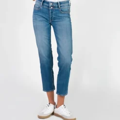 Jeans push-up regular, droit taille haute PULP, 7/8ème bleu en coton Gaia