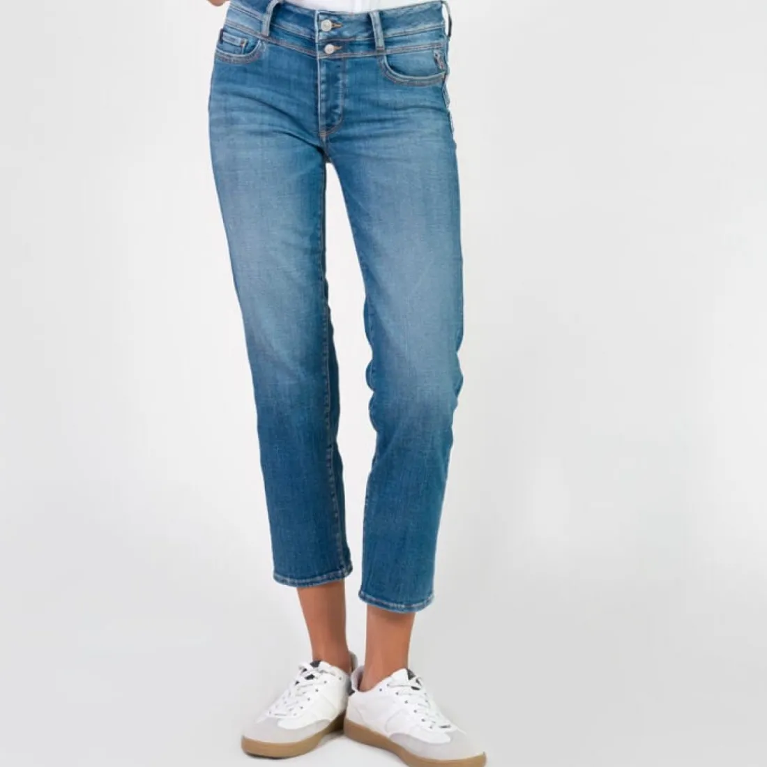 Jeans push-up regular, droit taille haute PULP, 7/8ème bleu en coton Gaia