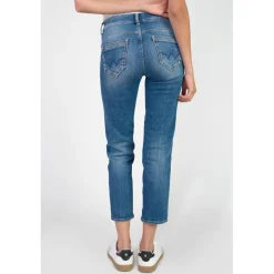 Jeans push-up regular, droit taille haute PULP, 7/8ème bleu en coton Gaia