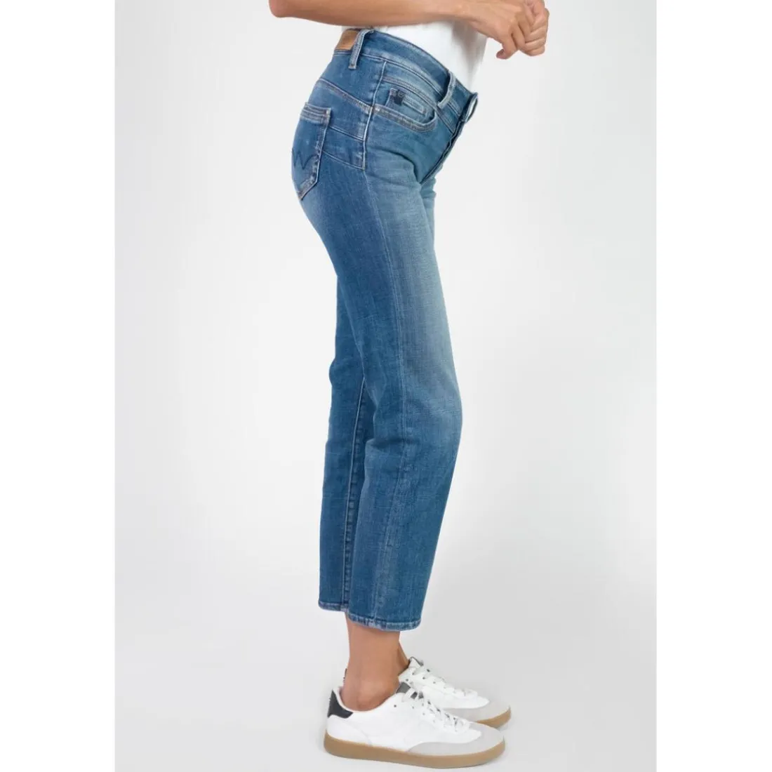 Jeans push-up regular, droit taille haute PULP, 7/8ème bleu en coton Gaia
