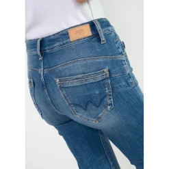 Jeans push-up regular, droit taille haute PULP, 7/8ème bleu en coton Gaia