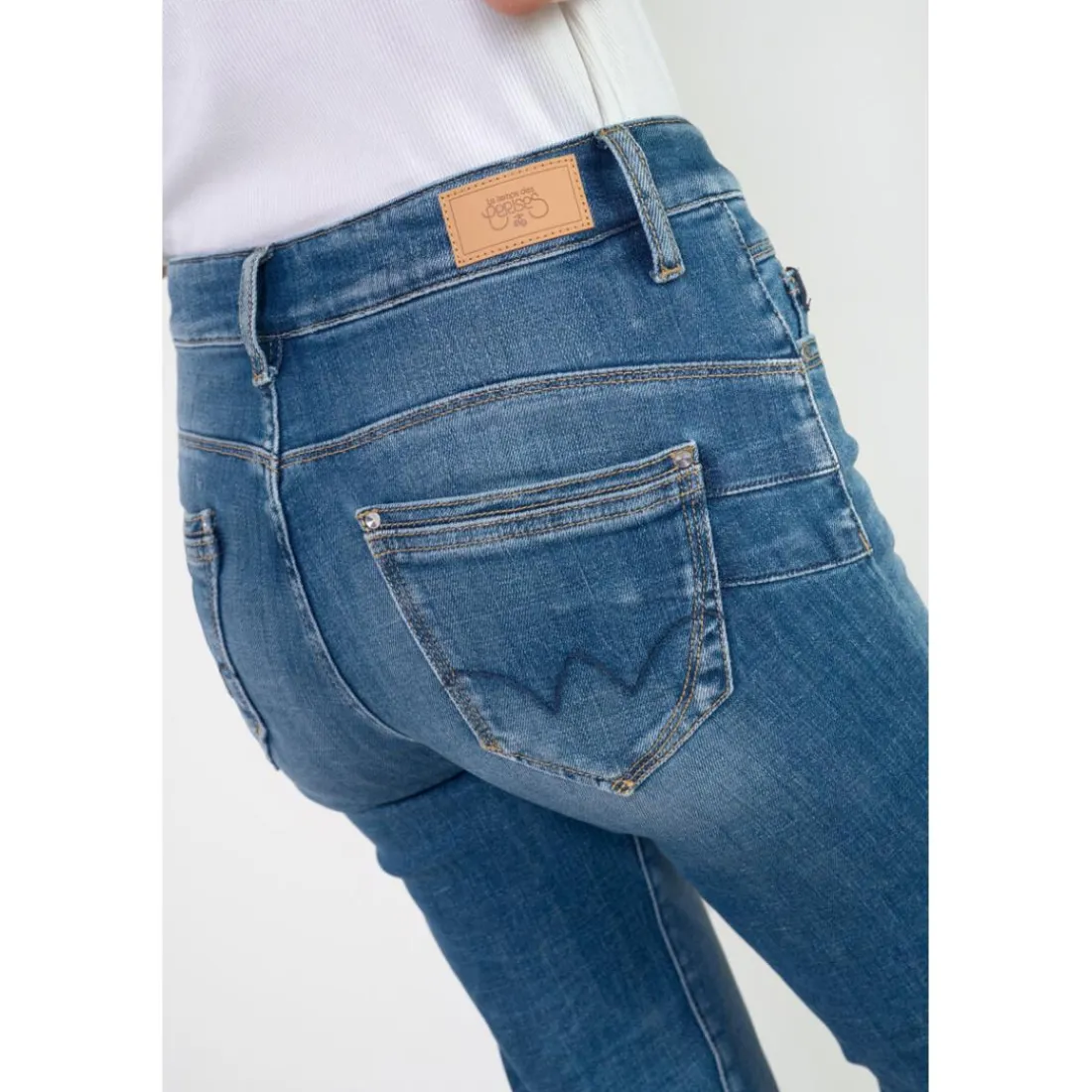 Jeans push-up regular, droit taille haute PULP, 7/8ème bleu en coton Gaia