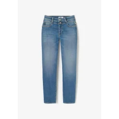 Jeans push-up regular, droit taille haute PULP, 7/8ème bleu en coton Gaia