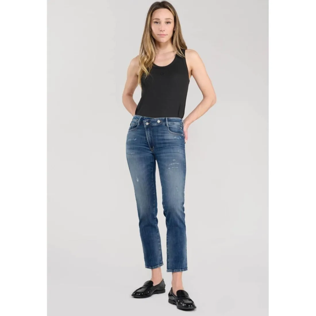 Jeans push-up regular, droit taille haute PULP, 7/8ème bleu Liz en coton