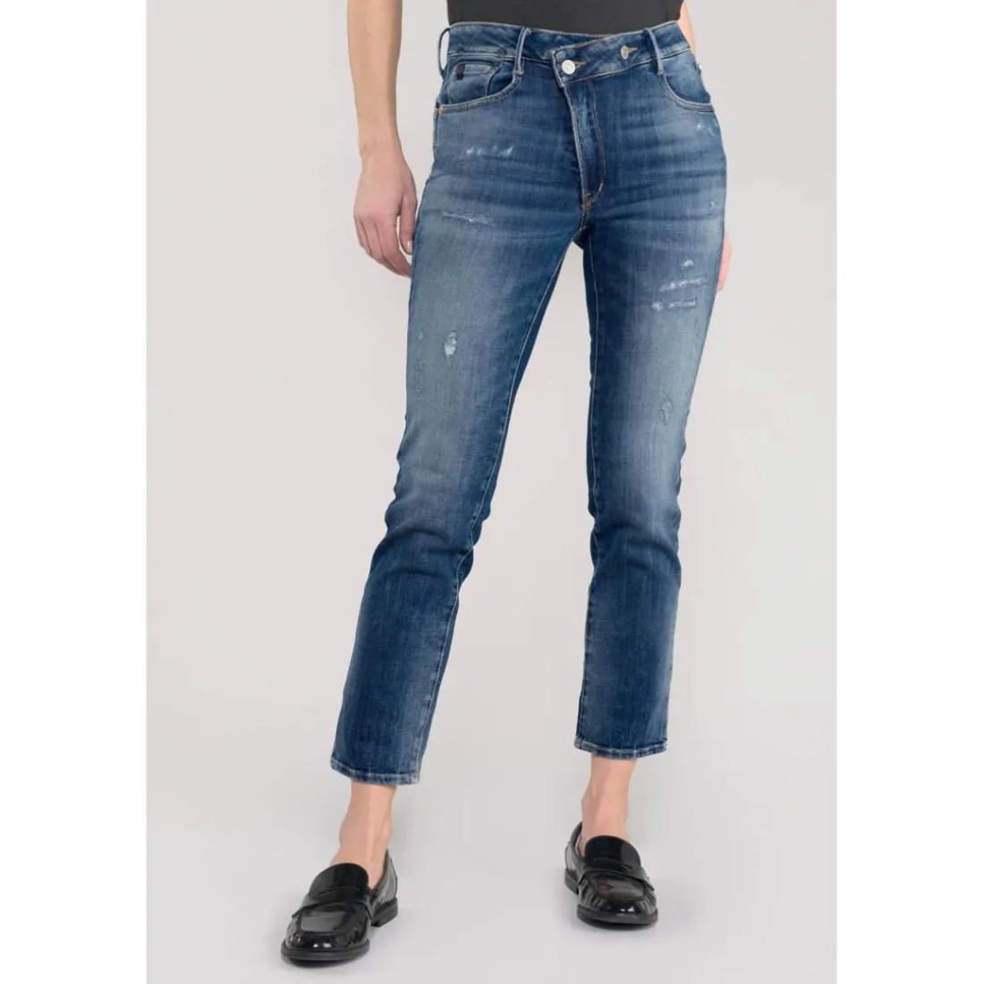 Jeans push-up regular, droit taille haute PULP, 7/8ème bleu Liz en coton