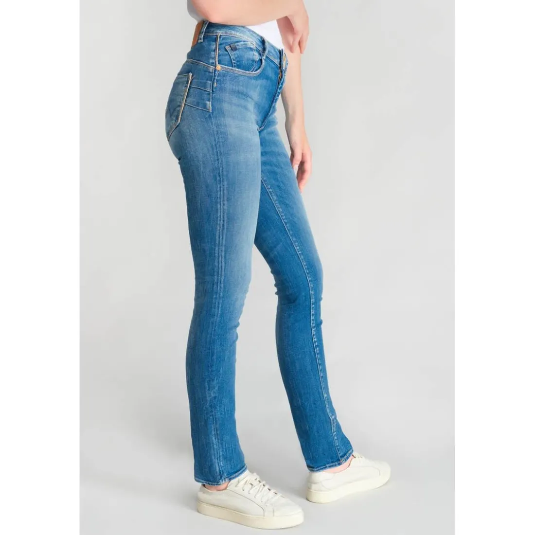 Jeans push-up regular, droit taille haute PULP, longueur 34 bleu en coton Kali