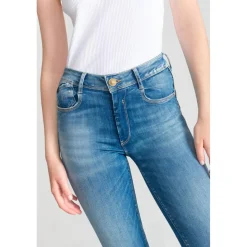 Jeans push-up regular, droit taille haute PULP, longueur 34 bleu en coton Kali