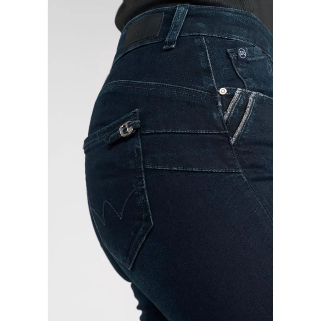 Jeans push-up regular, droit taille haute PULP, longueur 34 bleu Zadie en coton