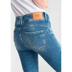Jeans push-up slim Fermer ULTRA PULP, 7/8ème bleu Gigi en coton