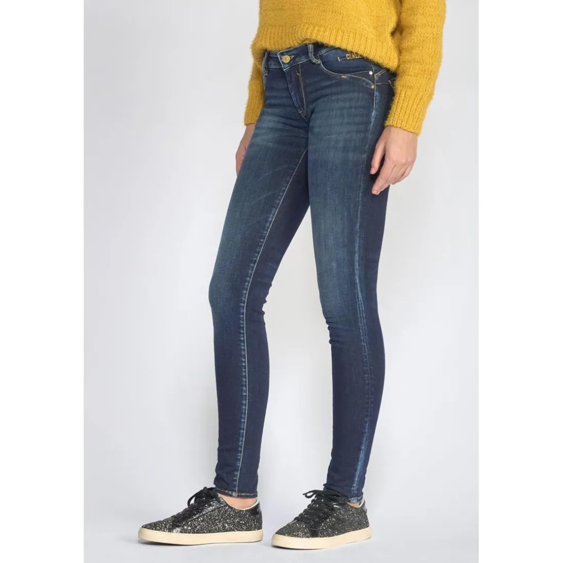 Jeans push-up slim PULP, longueur 33 bleu en coton Demi