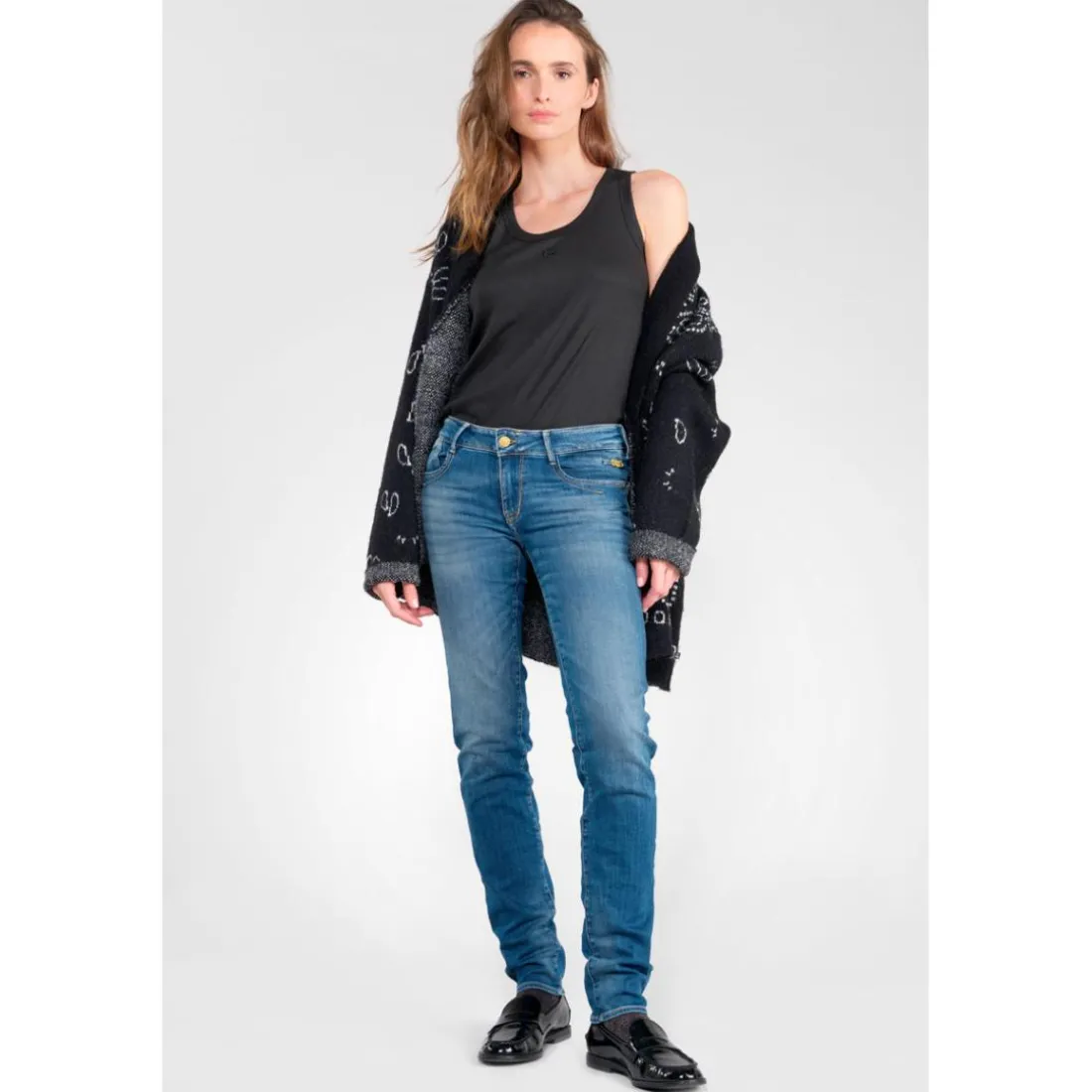 Jeans push-up slim PULP, longueur 34 bleu Ione