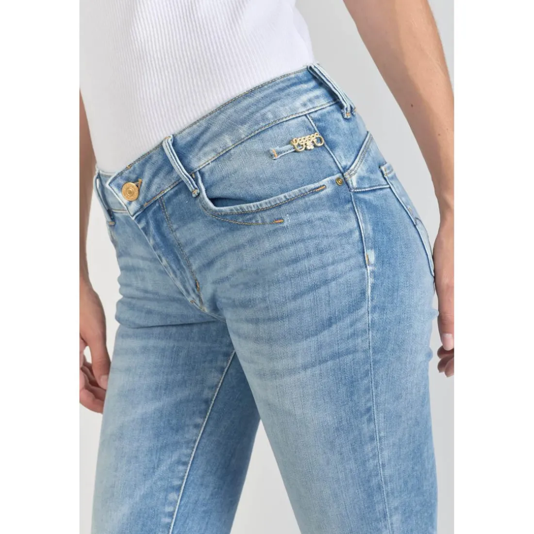 Jeans push-up slim PULP, longueur 34 bleu en coton Clara