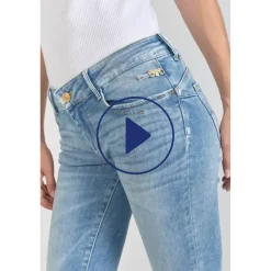 Jeans push-up slim PULP, longueur 34 bleu en coton Clara