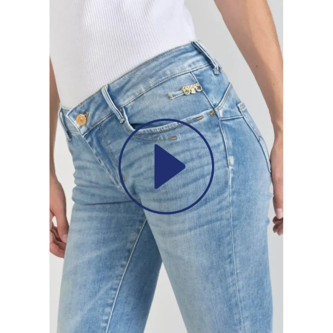 Jeans push-up slim PULP, longueur 34 bleu en coton Clara