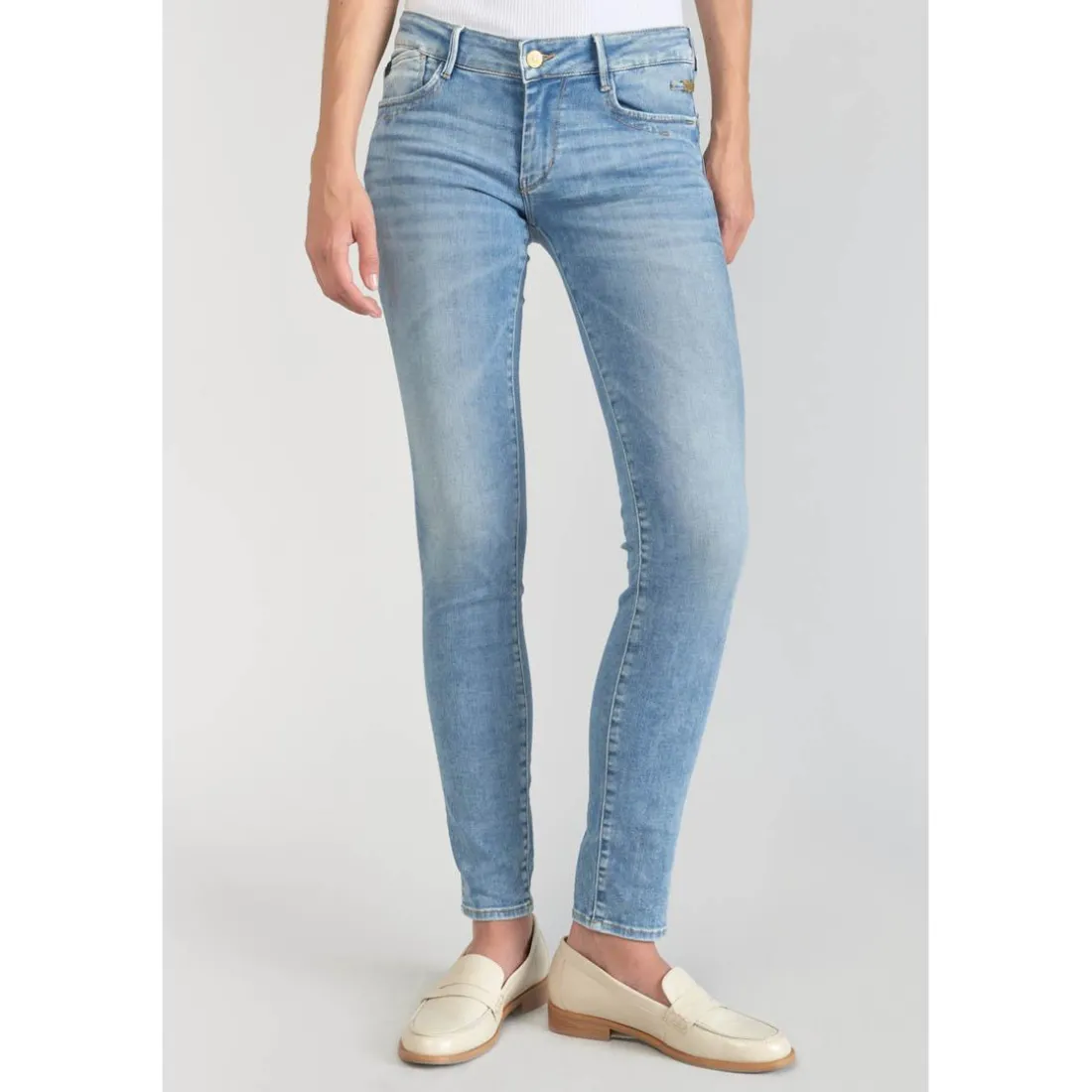 Jeans push-up slim PULP, longueur 34 bleu en coton Clara