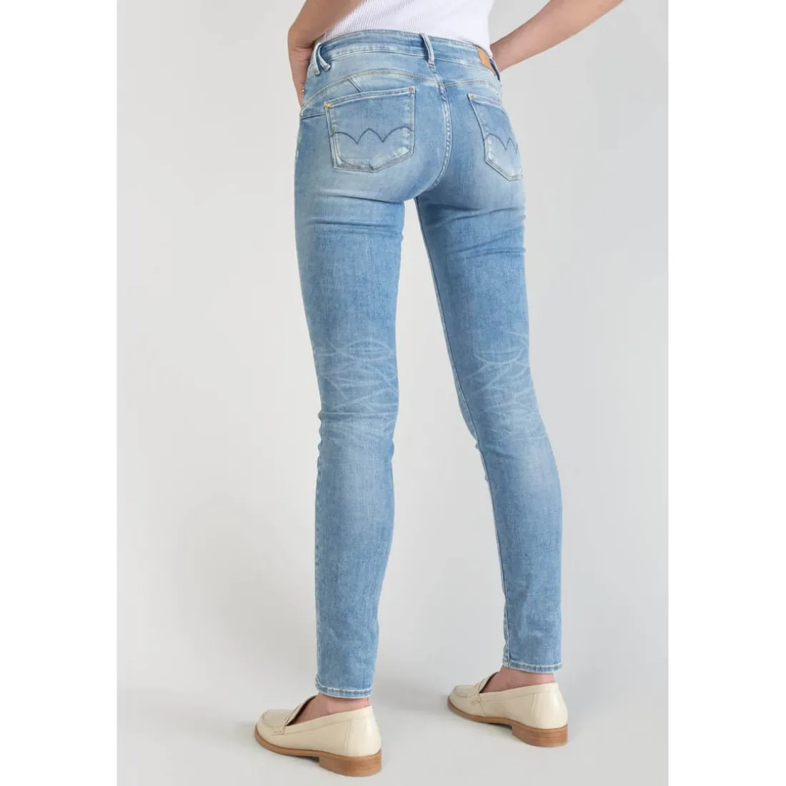 Jeans push-up slim PULP, longueur 34 bleu en coton Clara