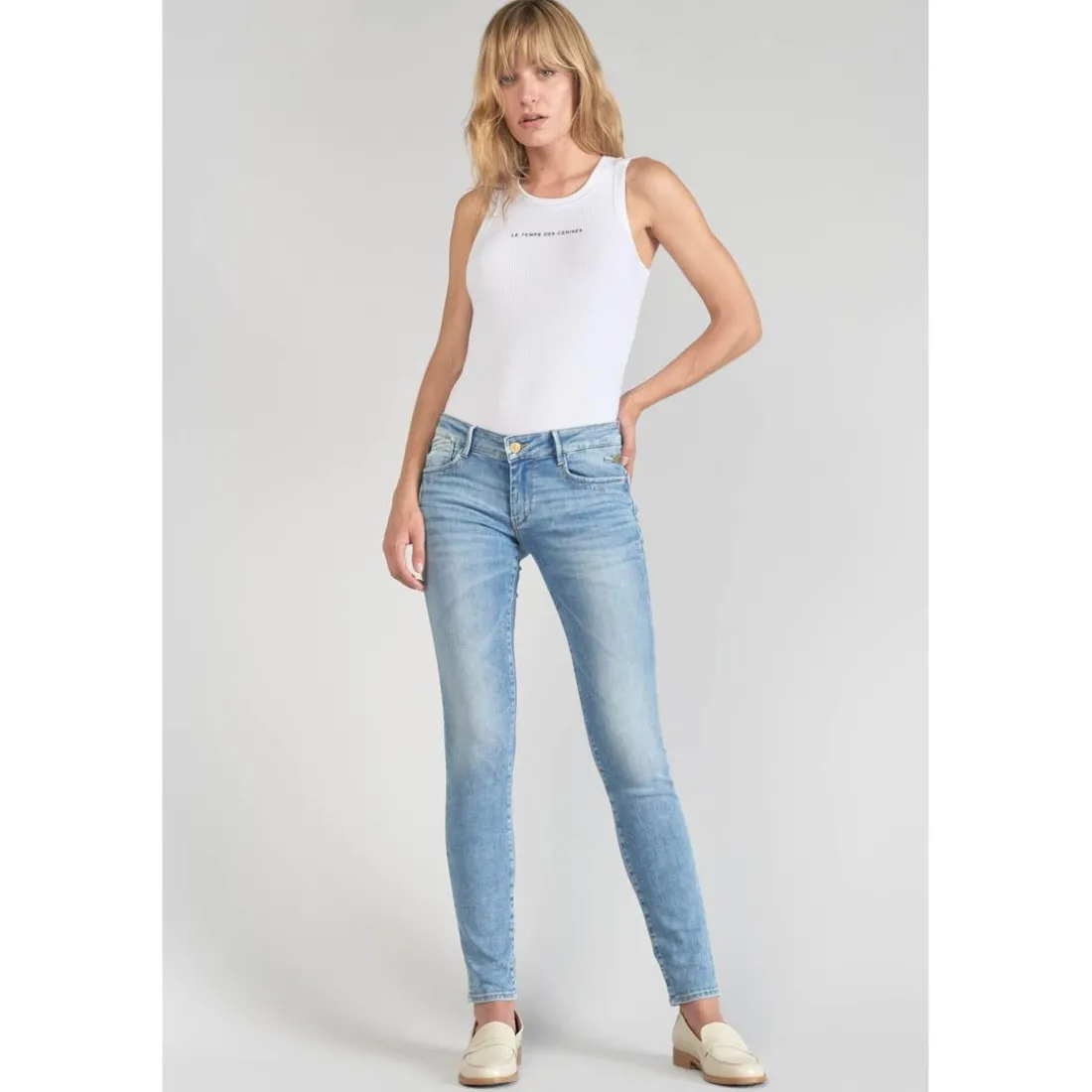 Jeans push-up slim PULP, longueur 34 bleu en coton Clara
