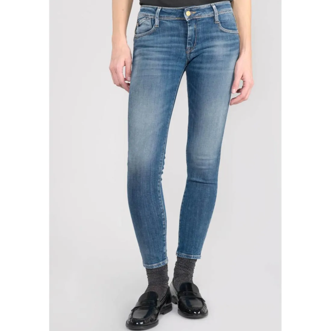 Jeans push-up slim PULP, 7/8ème bleu en coton Adele