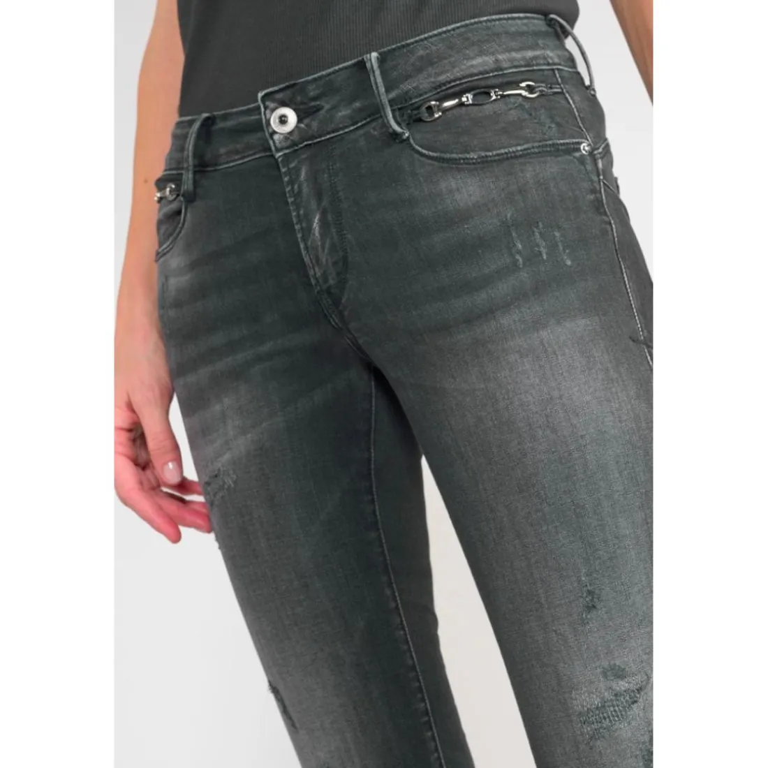 Jeans push-up slim PULP, 7/8ème noir Mae en coton