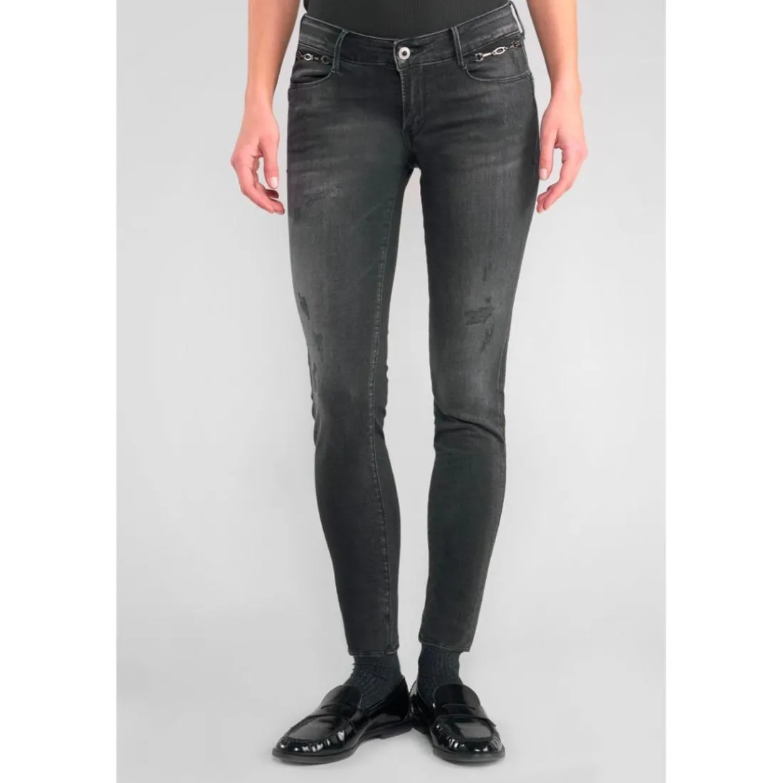 Jeans push-up slim PULP, 7/8ème noir Mae en coton