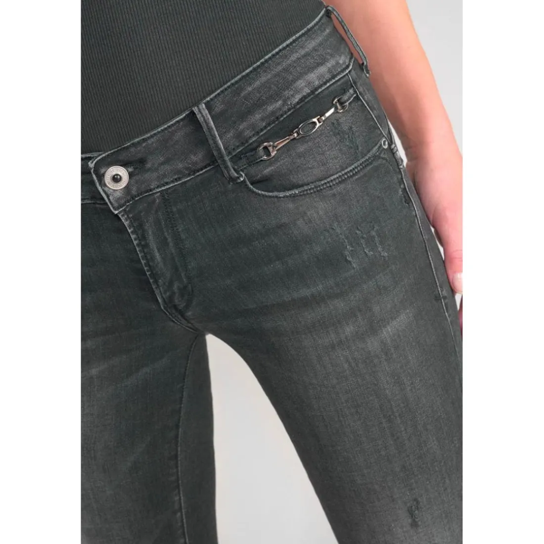 Jeans push-up slim PULP, 7/8ème noir Mae en coton