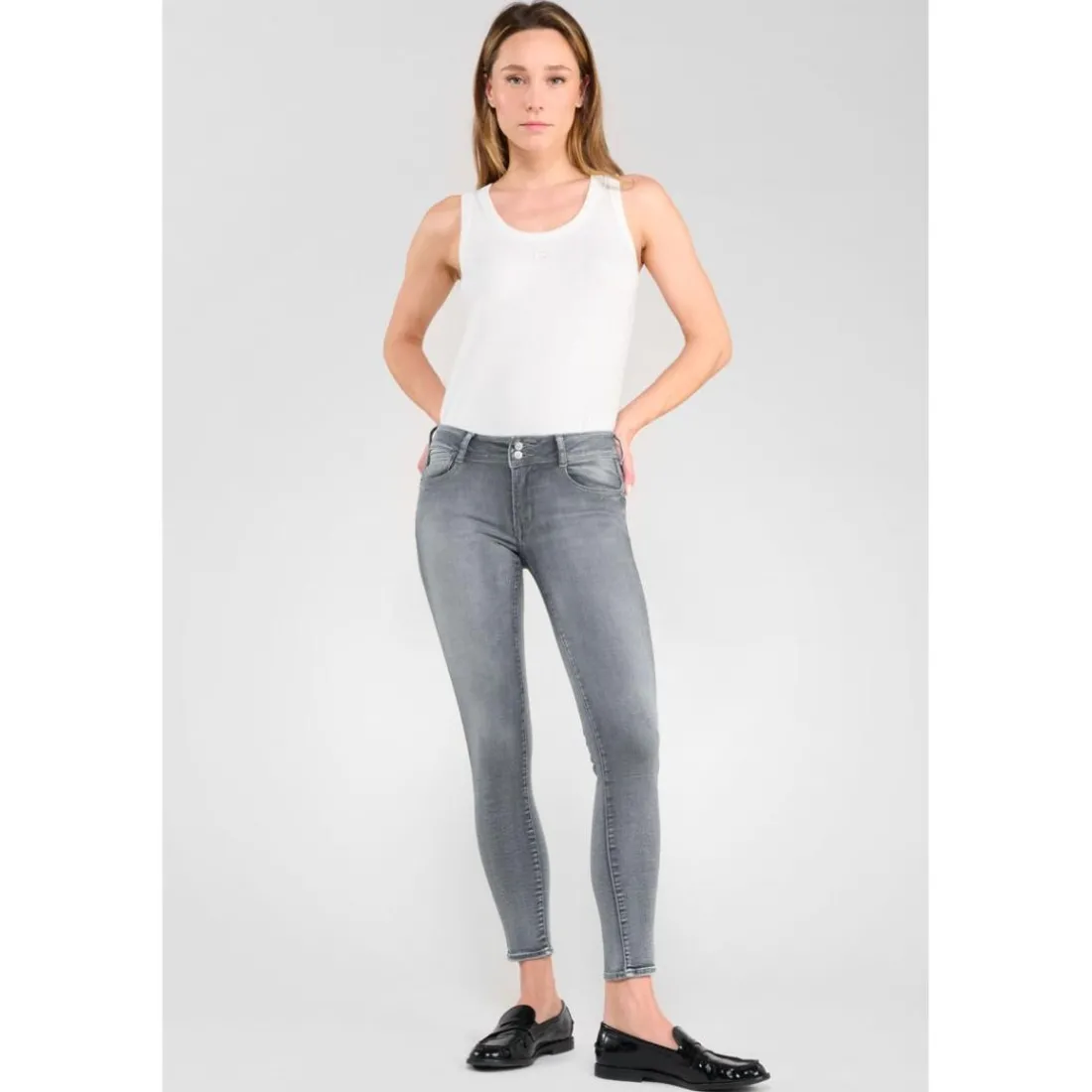 Jeans push-up slim PULP, 7/8ème gris Vox en coton