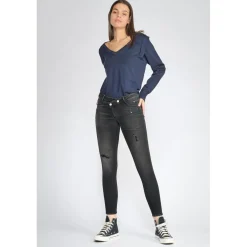 Jeans push-up slim PULP, 7/8ème noir en coton Luna