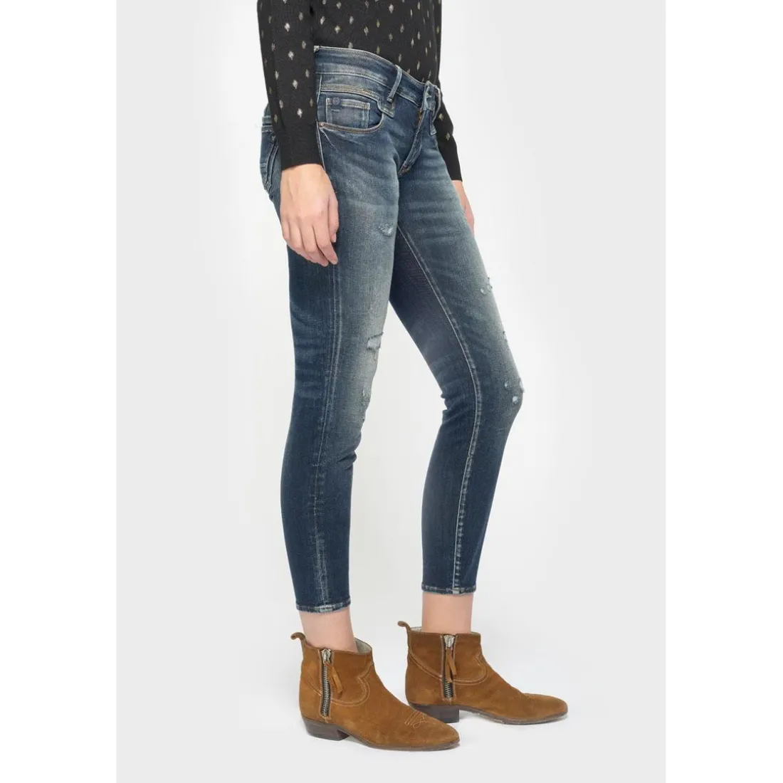 Jeans push-up slim PULP, 7/8ème bleu en coton Agnes