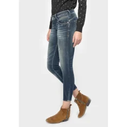 Jeans push-up slim PULP, 7/8ème bleu en coton Agnes
