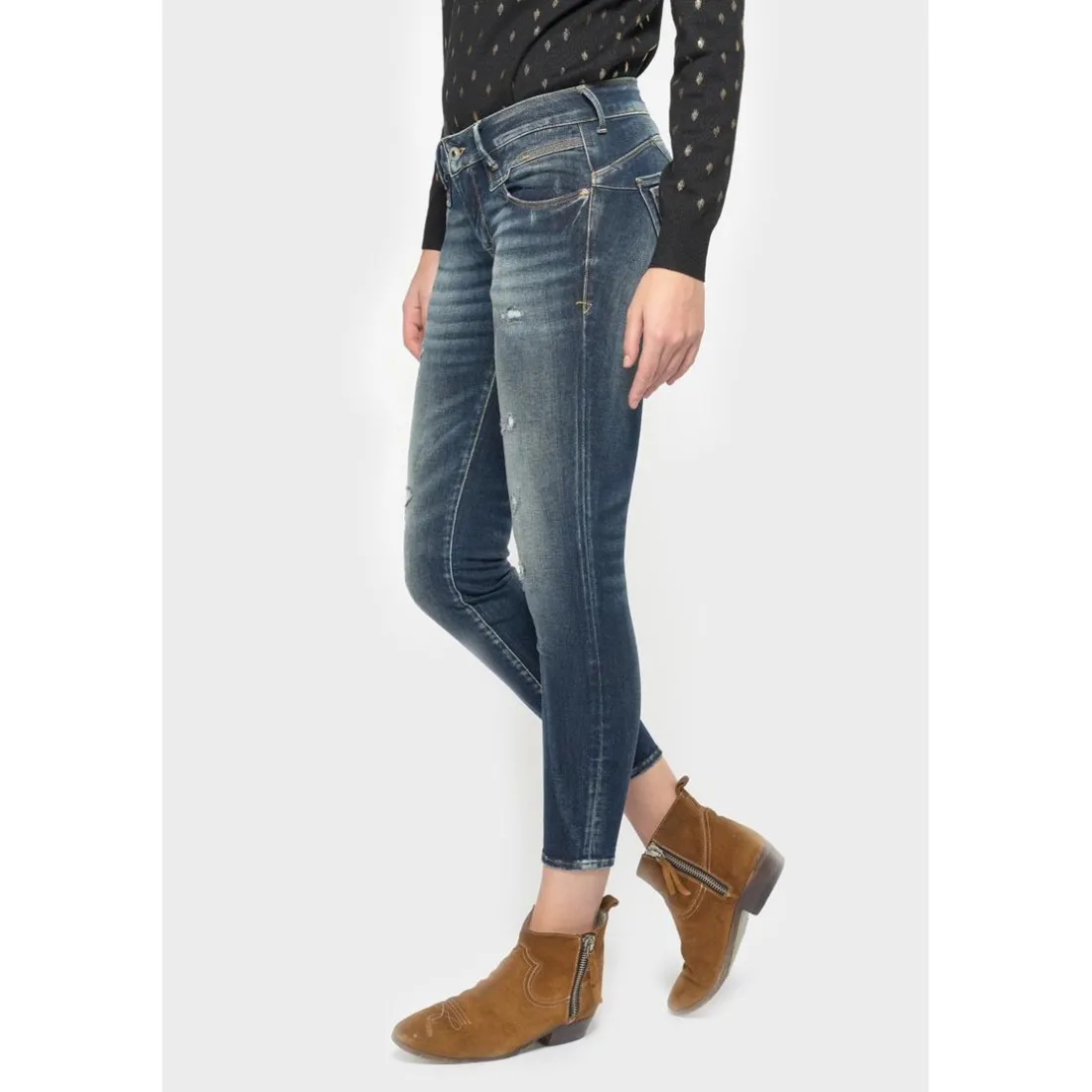 Jeans push-up slim PULP, 7/8ème bleu en coton Agnes