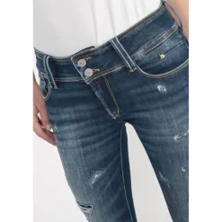 Jeans push-up slim PULP, 7/8ème bleu en coton Aria