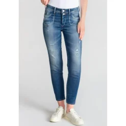 Jeans push-up slim taille haute PULP, 7/8ème bleu Agnes en coton