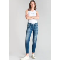 Jeans push-up slim taille haute PULP, 7/8ème bleu Agnes en coton