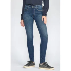Jeans push-up slim taille haute PULP, longueur 34 bleu en coton Hazel
