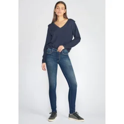 Jeans push-up slim taille haute PULP, longueur 34 bleu en coton Hazel
