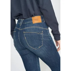 Jeans push-up slim taille haute PULP, longueur 34 bleu en coton Hazel