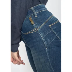 Jeans push-up slim taille haute PULP, longueur 34 bleu en coton Hazel
