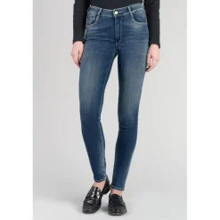 Jeans push-up slim taille haute PULP, longueur 34 bleu en coton Maya