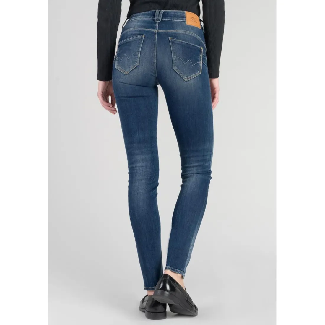 Jeans push-up slim taille haute PULP, longueur 34 bleu en coton Maya