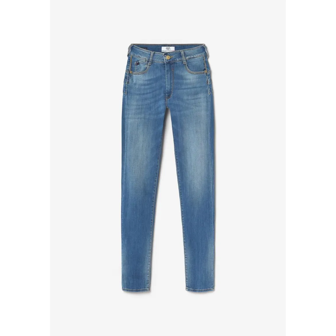 Jeans push-up slim taille haute PULP, longueur 34 bleu en coton Maya