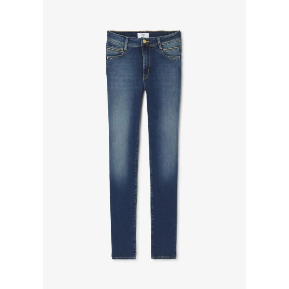 Jeans push-up slim taille haute PULP, longueur 34 bleu Noémie en coton Yara