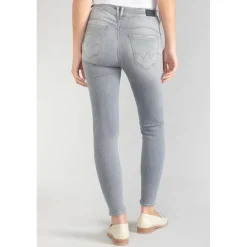 Jeans push-up slim taille haute PULP, 7/8ème gris en coton Noémie